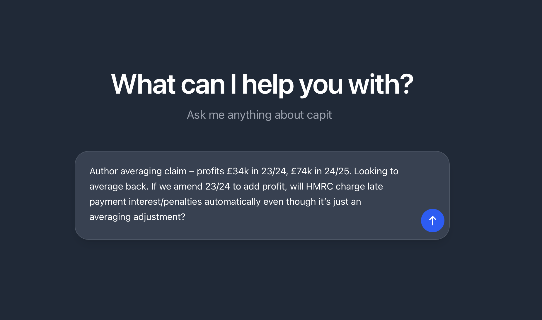 Ask accounting questions - Get instant AI-powered answers to UK tax and accounting queries